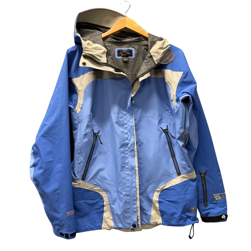 Mountain Hardwear Jacket Womens Large Gore-Tex Pro Shell Blue Gorpcore Hooded